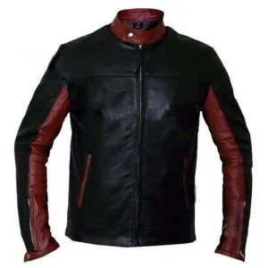 Maroon Black Color crusader dark knight batman leather jacket