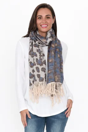 Marwa Brown Leopard Tassel Scarf