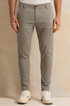 Men Grey Solid Chino Trousers