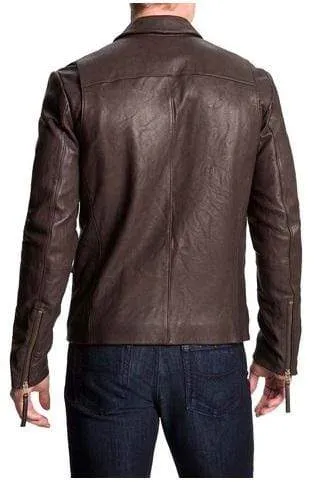 Men's Biker Leather Jacket, Men's Chocolate Brown Color Fashion Leather Jacket