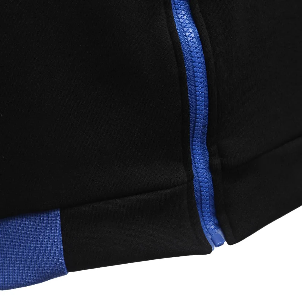 Men's Casual Fleece Color Block Zipper Decoration Drawstring Hoodies