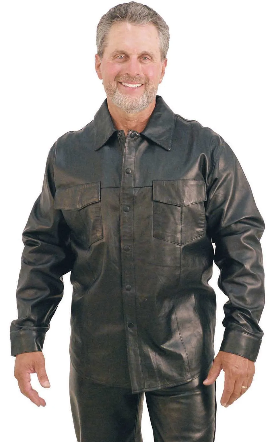 Men's Lambskin Leather Shirt #MS641L