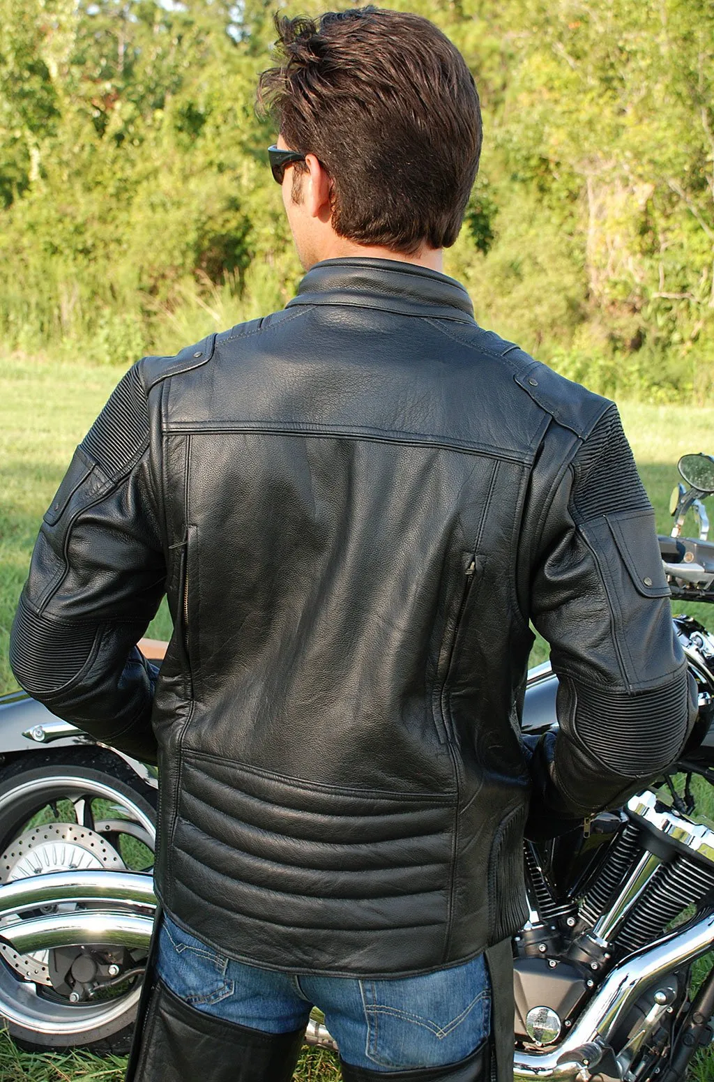 Men's Ultimate Black Racer Vented Motorcycle Jacket CC  Pockets #M6633RVZK