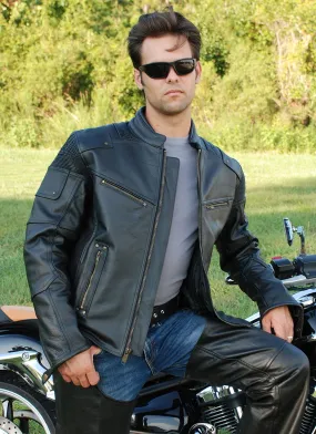 Men's Ultimate Black Racer Vented Motorcycle Jacket CC  Pockets #M6633RVZK