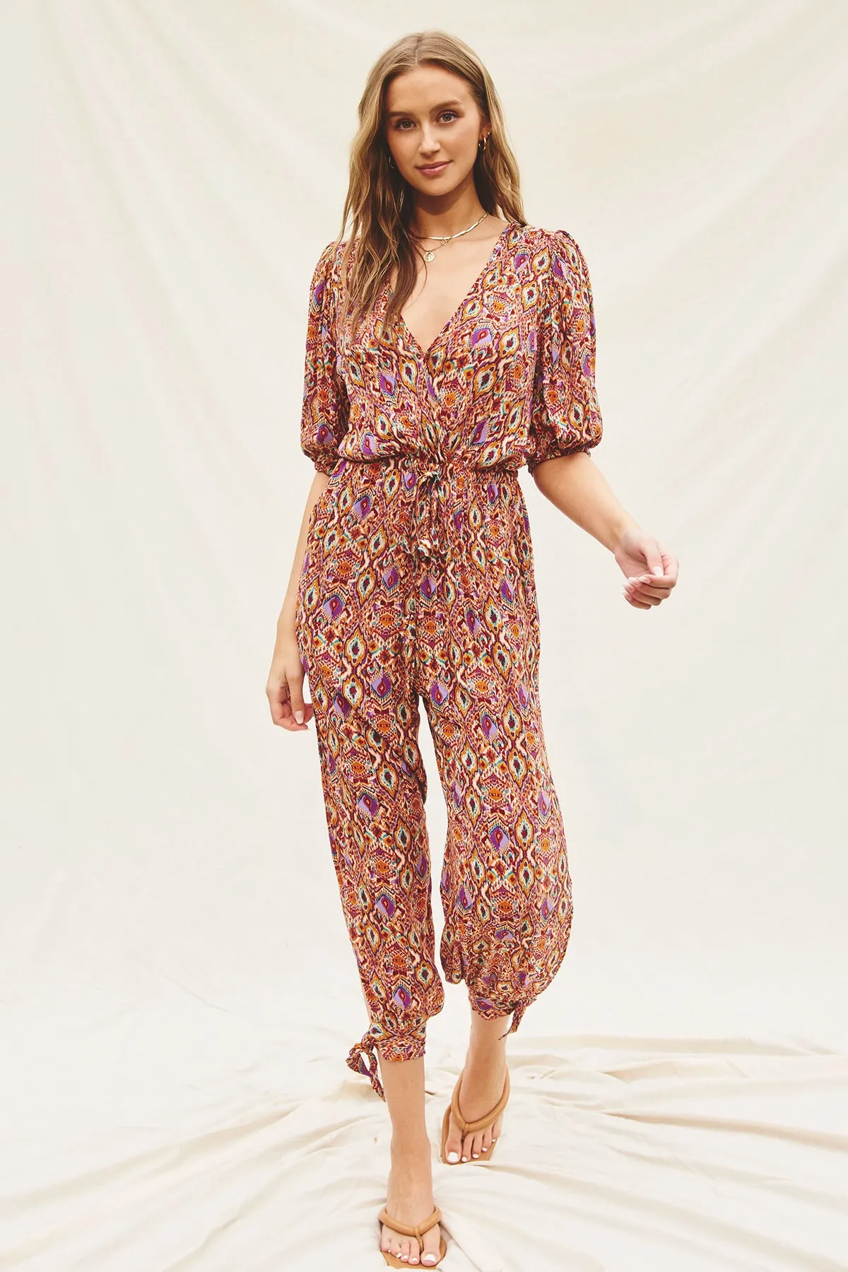 Mirage Puff Sleeve Tie Ankle Jumpsuit