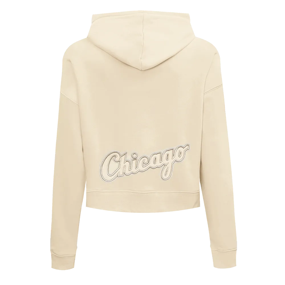 MLB CHICAGO WHITE SOX NEUTRAL WOMEN'S CROPPED PO HOODIE (EGGSHELL)