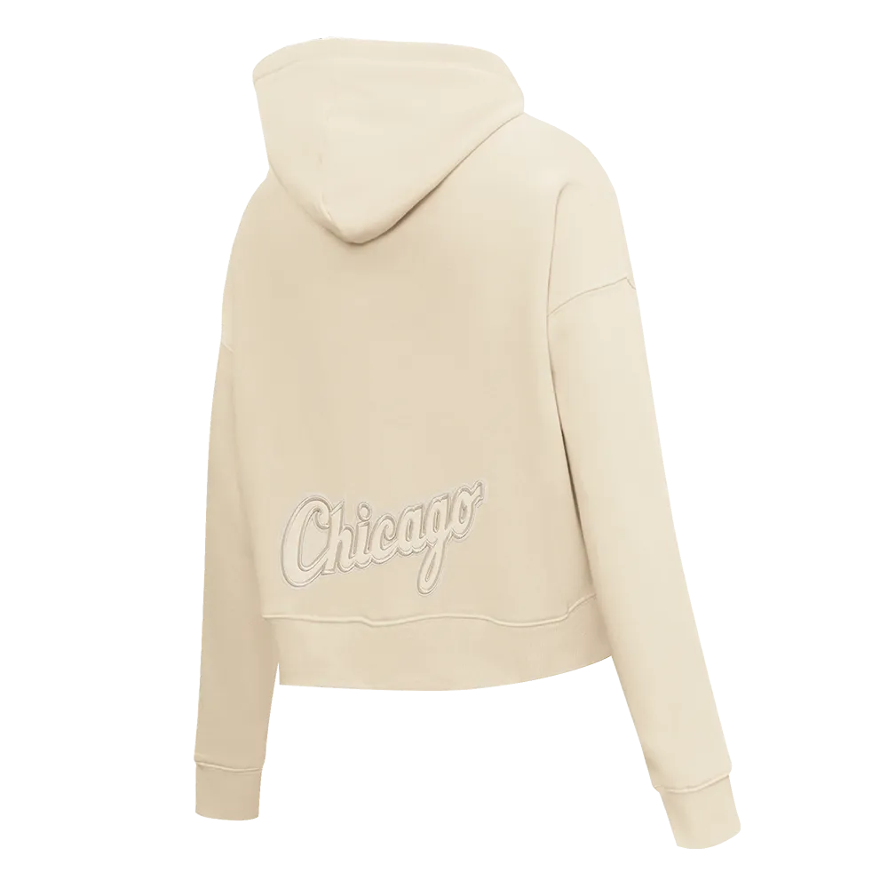 MLB CHICAGO WHITE SOX NEUTRAL WOMEN'S CROPPED PO HOODIE (EGGSHELL)