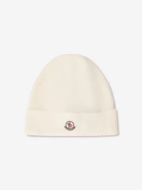 Moncler Enfant Baby Beanie Hat in Ivory