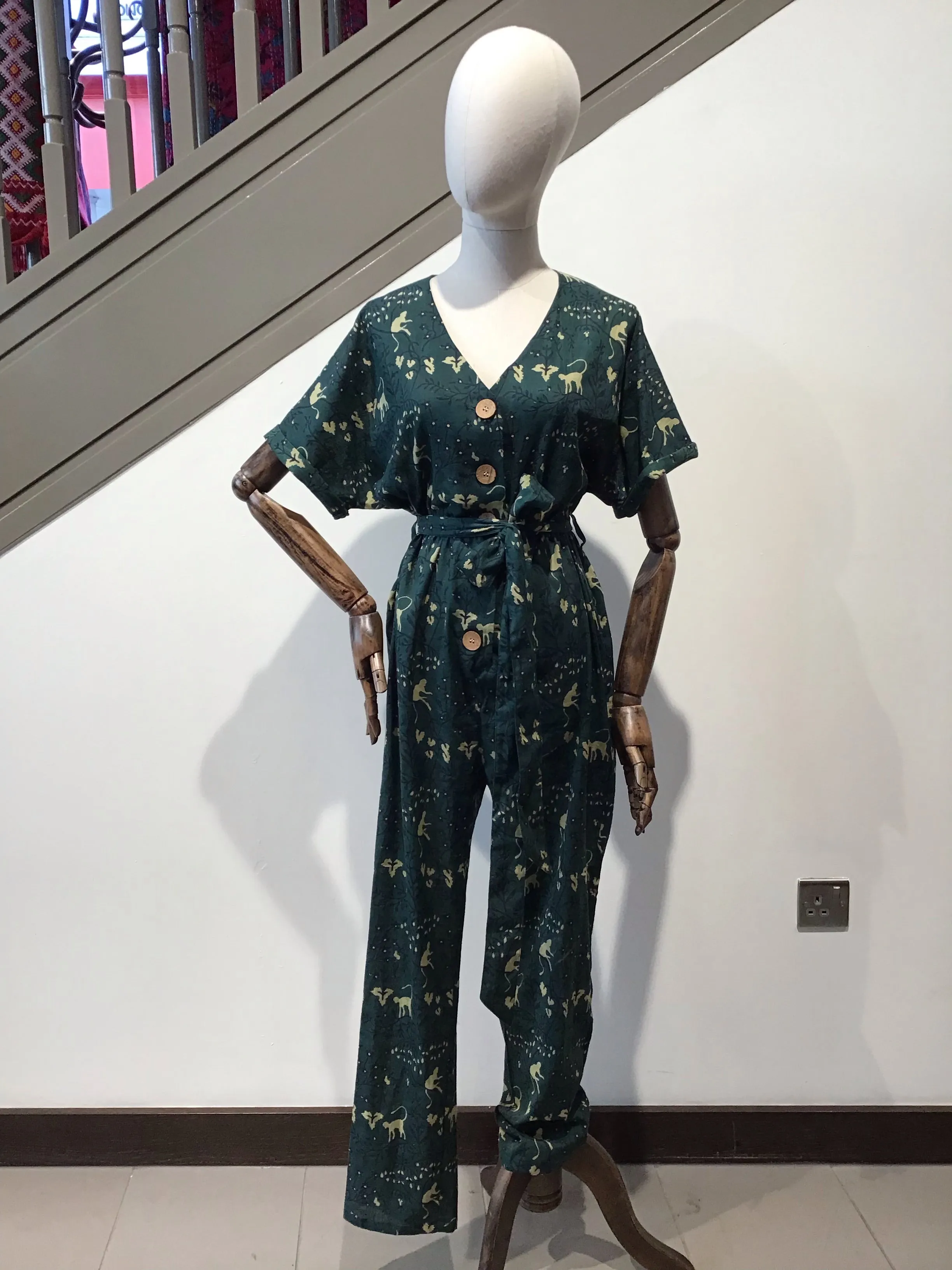 Monkey print jumpsuit