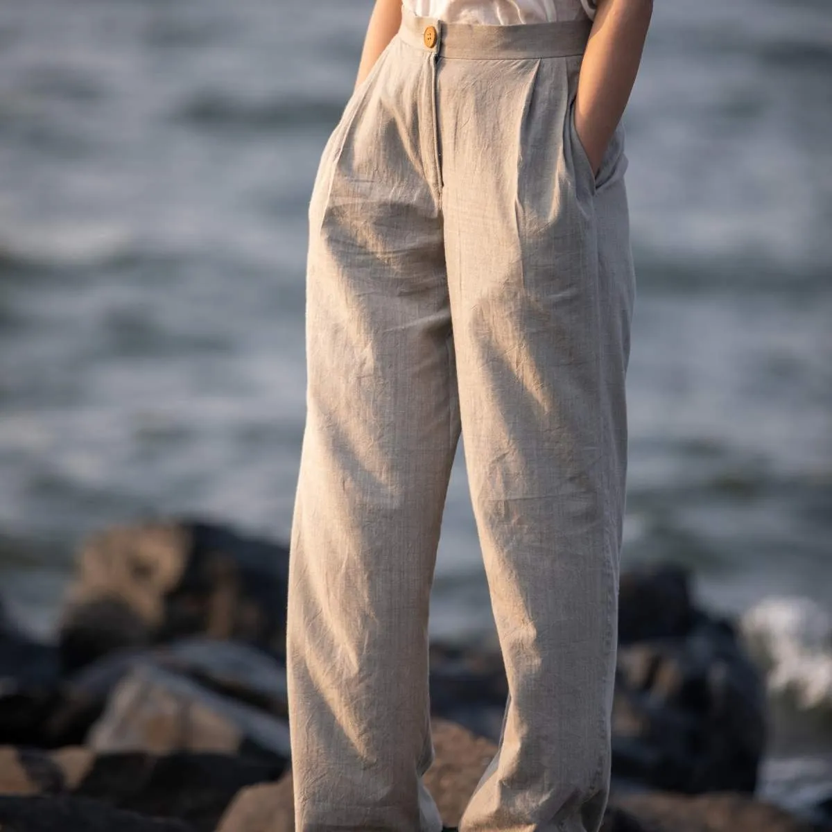 Natural Grey | Wide-Leg Trousers