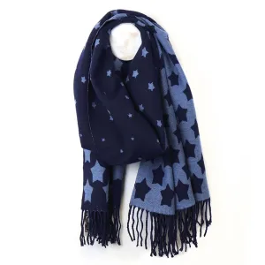 Navy and Blue Reversible Star Scarf