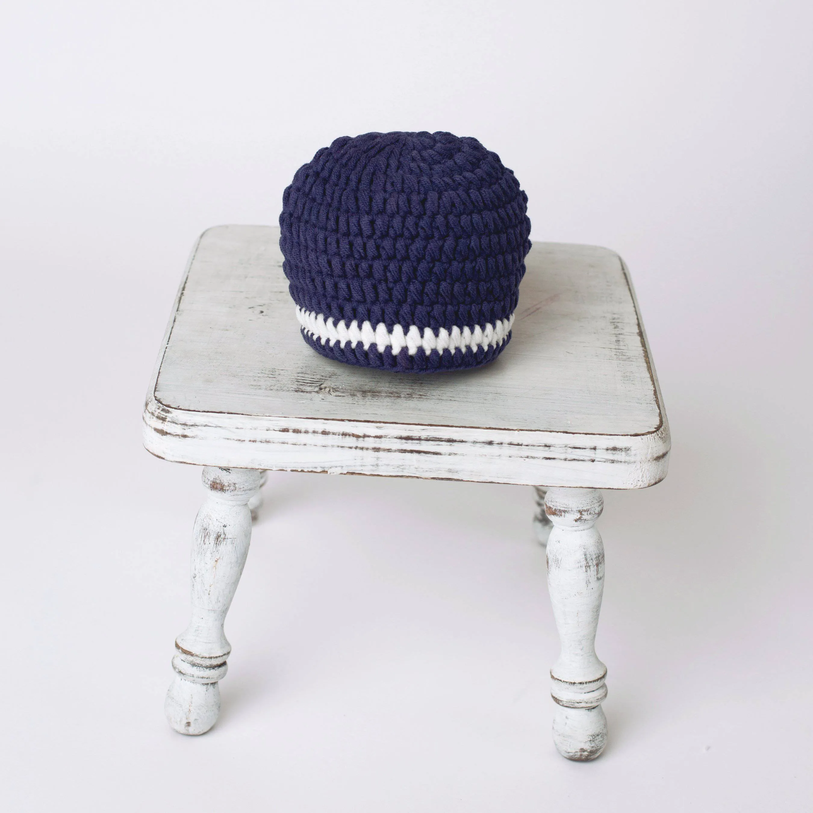 Navy and White Striped Newborn Baby Hat