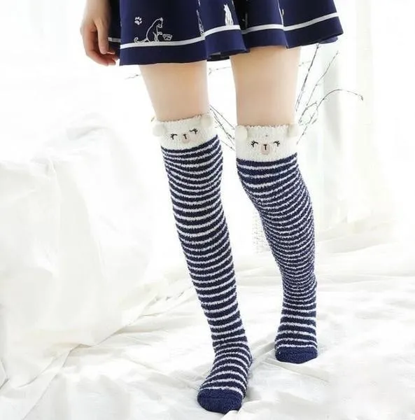 Navy Bear Thigh Highs