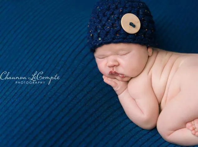 Navy Blue Tweed Newborn Baby Hat