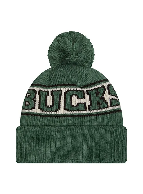 New Era Cuff Pom Retro Milwaukee Bucks Knit Hat