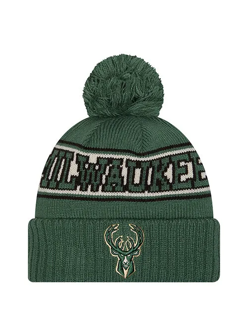 New Era Cuff Pom Retro Milwaukee Bucks Knit Hat