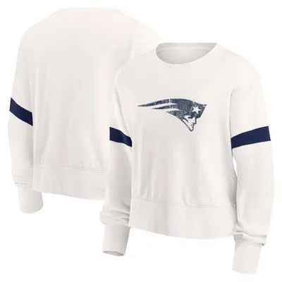 New - NFL New England Patriots Women's Primary Antique Long Sleeve Crew Fleece Sweartshirt - XXL