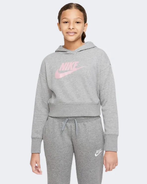 Nike Sportswear Club Girls Lifestyle Hoody Grey/Pink Dc7210-093