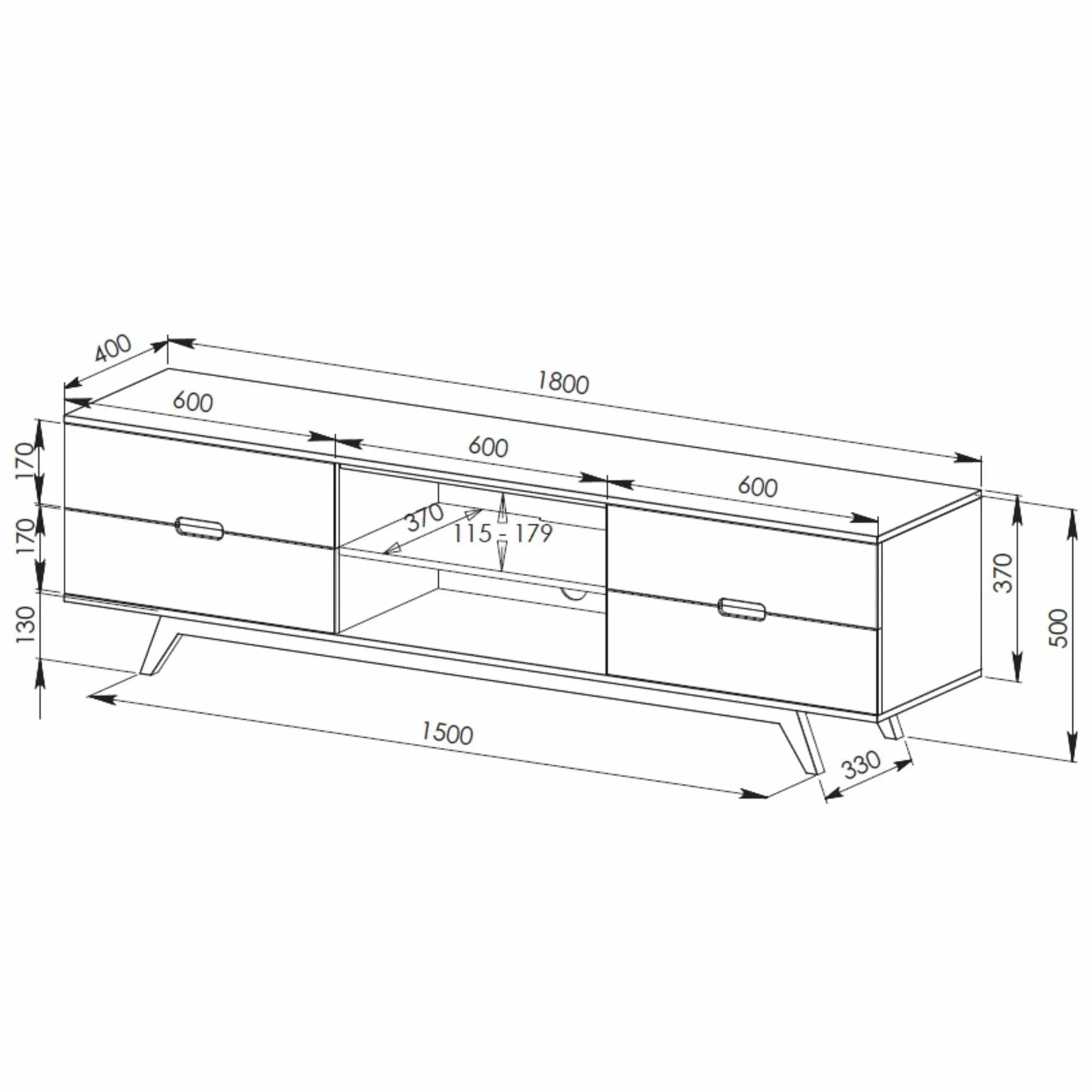 NOVA 1800 Entertainment Unit Dark Oak by Tauris