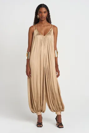 Nu Thin Strap Satin Jumpsuit Gold