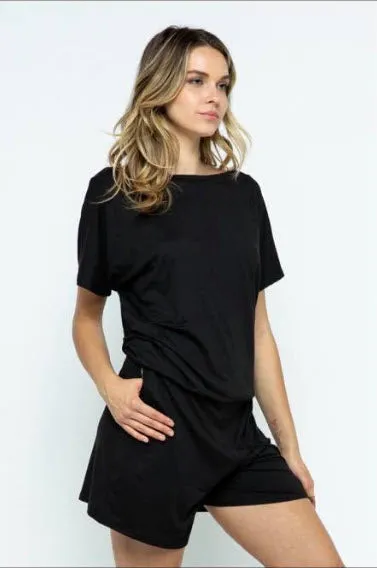 Off The Shoulder Pocket Romper Plus Size