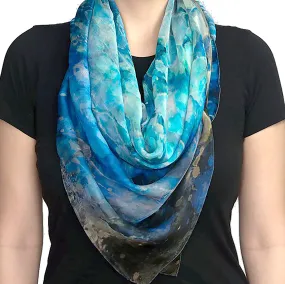 Oversized Blue Dream Silk Chiffon Scarf