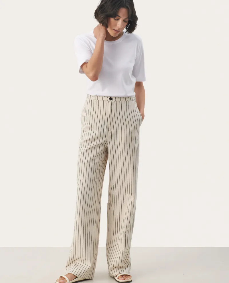 Part Two Eleana Navy Stripe Trousers