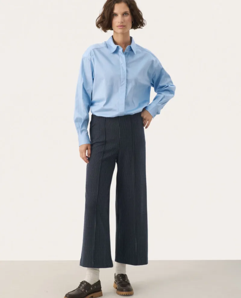 Part Two Ilisan Navy Stripe Jersey Culotte Trousers