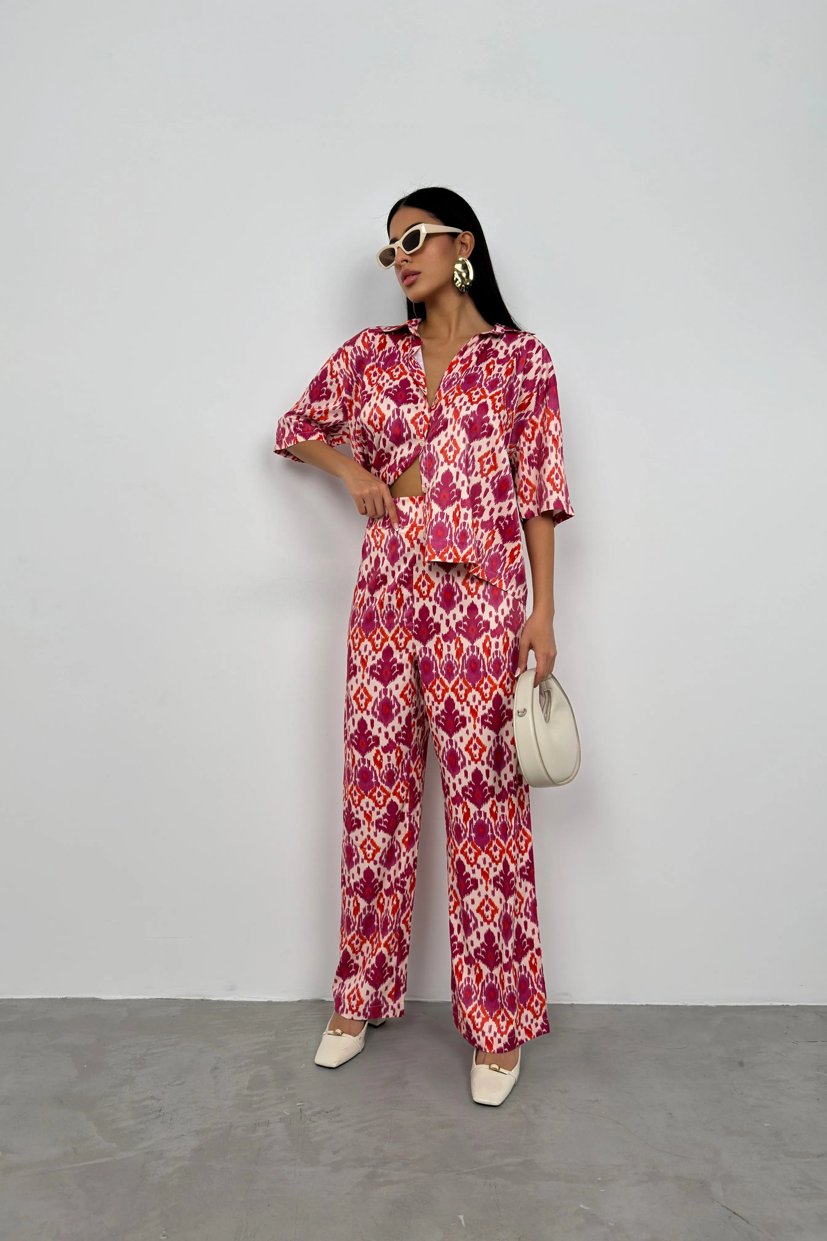 Patterned Satin Trousers