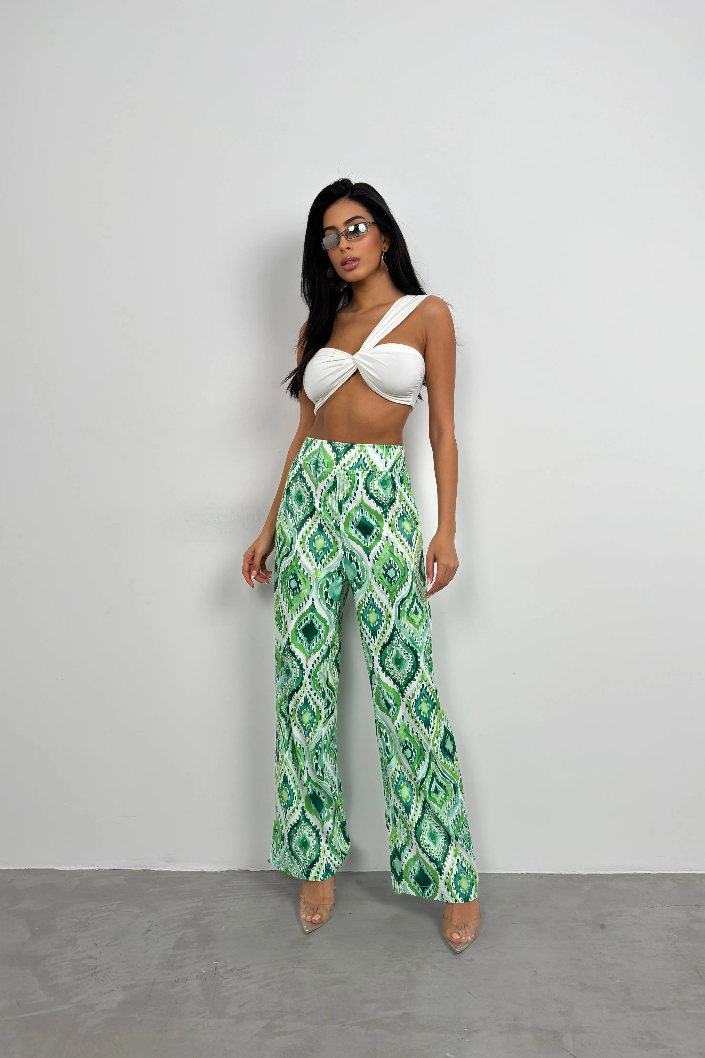 Patterned Satin Trousers