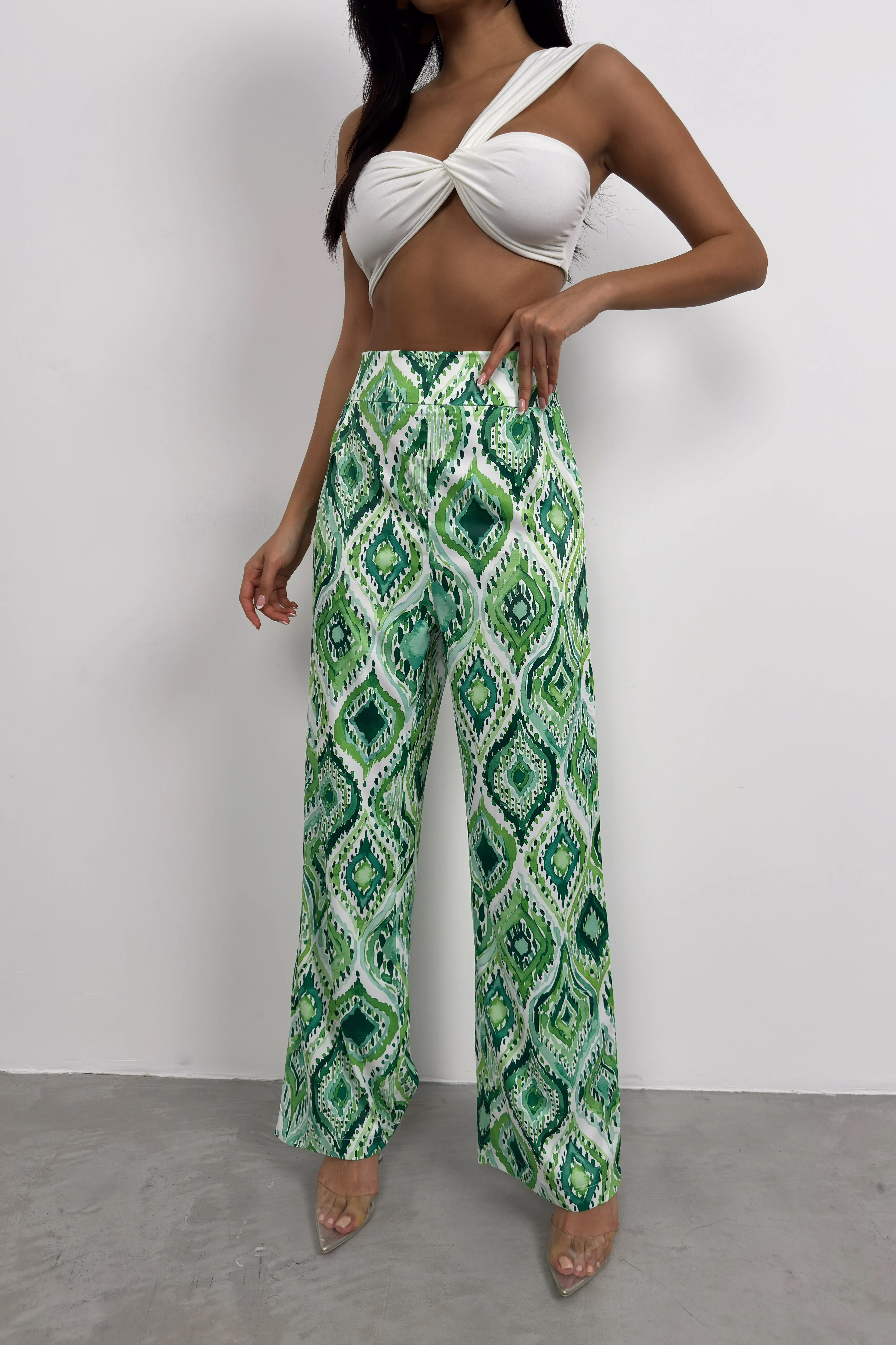 Patterned Satin Trousers