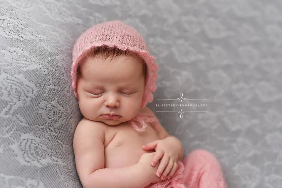 Pink Ruffles Mohair Newborn Pants and Hat Set