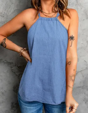 Plain Loose Backless Halter Vest