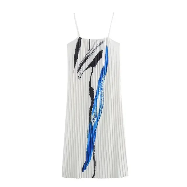 Pre Order:  Printed Pleated Camisole Dress