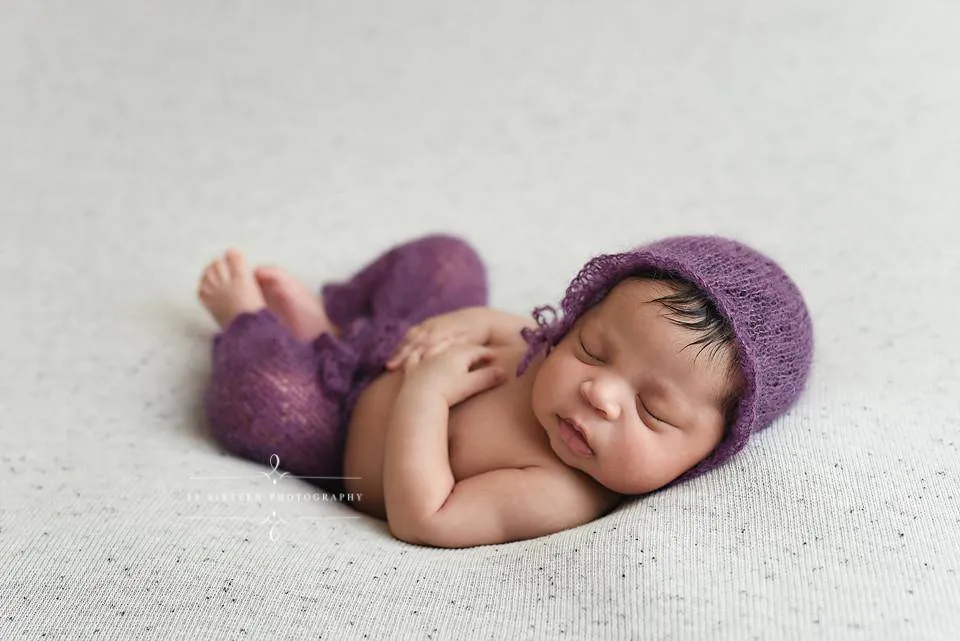 Purple Mohair Newborn Pants and Hat Set