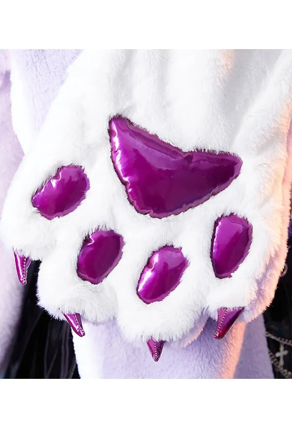 Purple Paw Plush Scarf