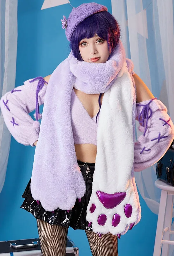 Purple Paw Plush Scarf