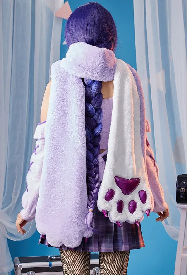 Purple Paw Plush Scarf