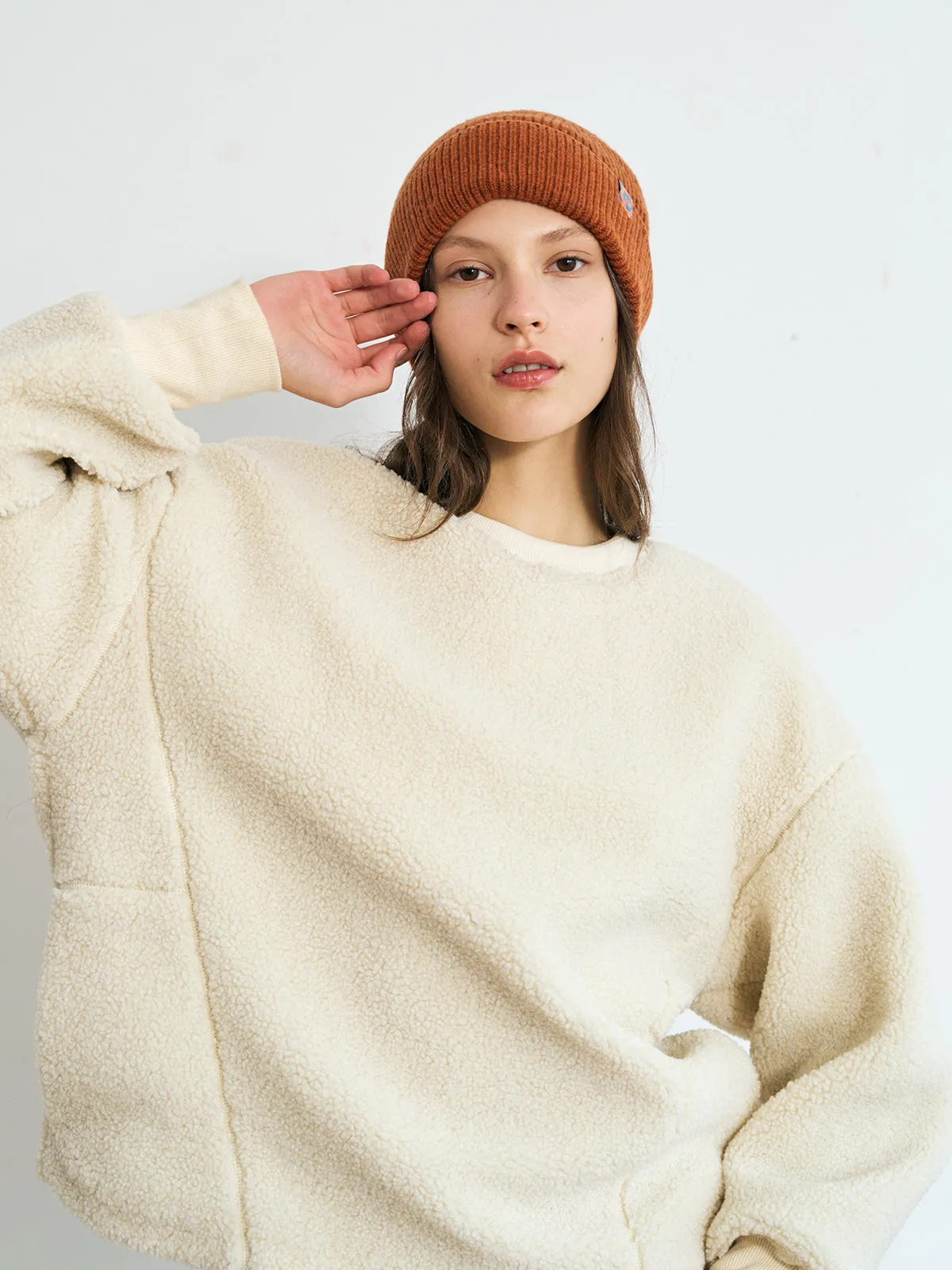 "Extra Fine Marino" Wool Knit Beanie Hat - Burnt Orange