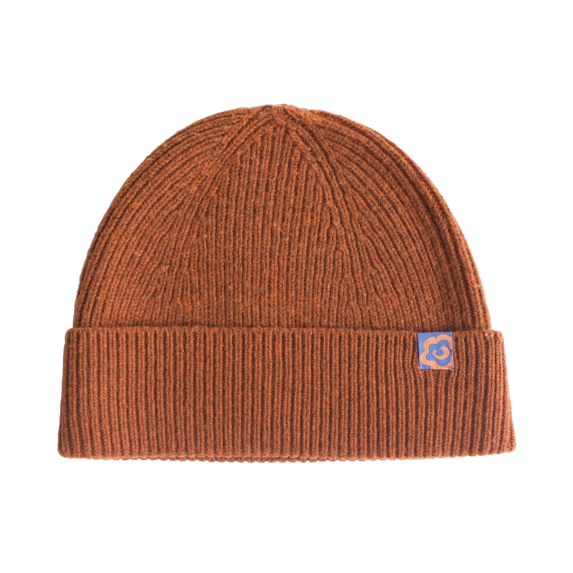 "Extra Fine Marino" Wool Knit Beanie Hat - Burnt Orange