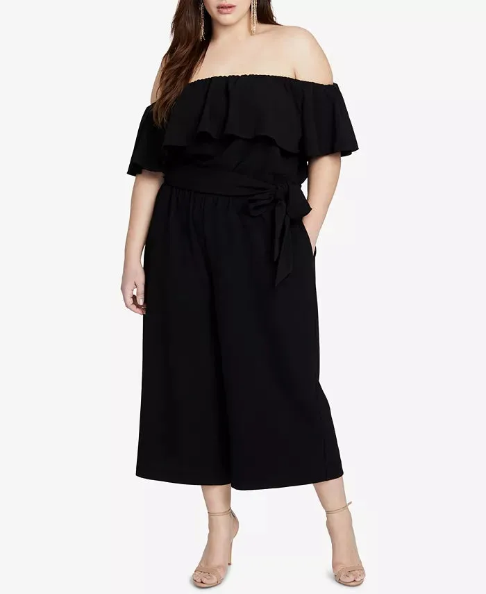 Rachel Roy Trendy Plus Size Off-The-Shoulder Jumpsuit Black Size 22W