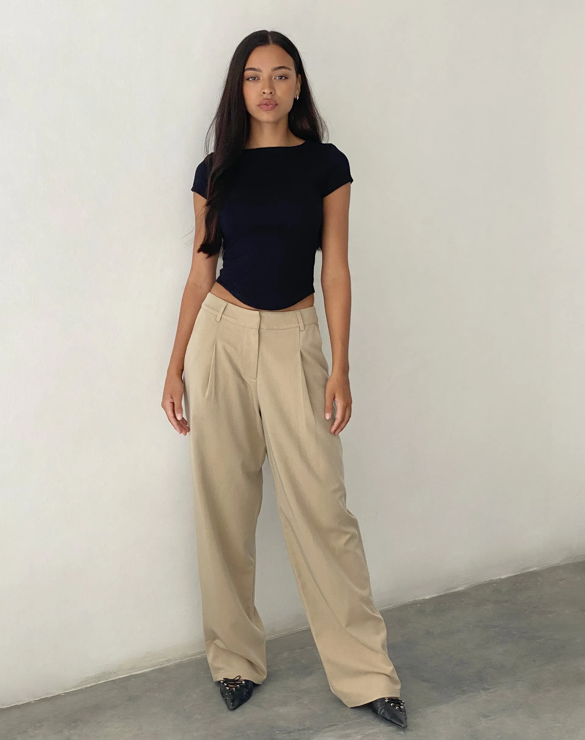 Sakaria Wide Leg Trouser in Tailoring Stone