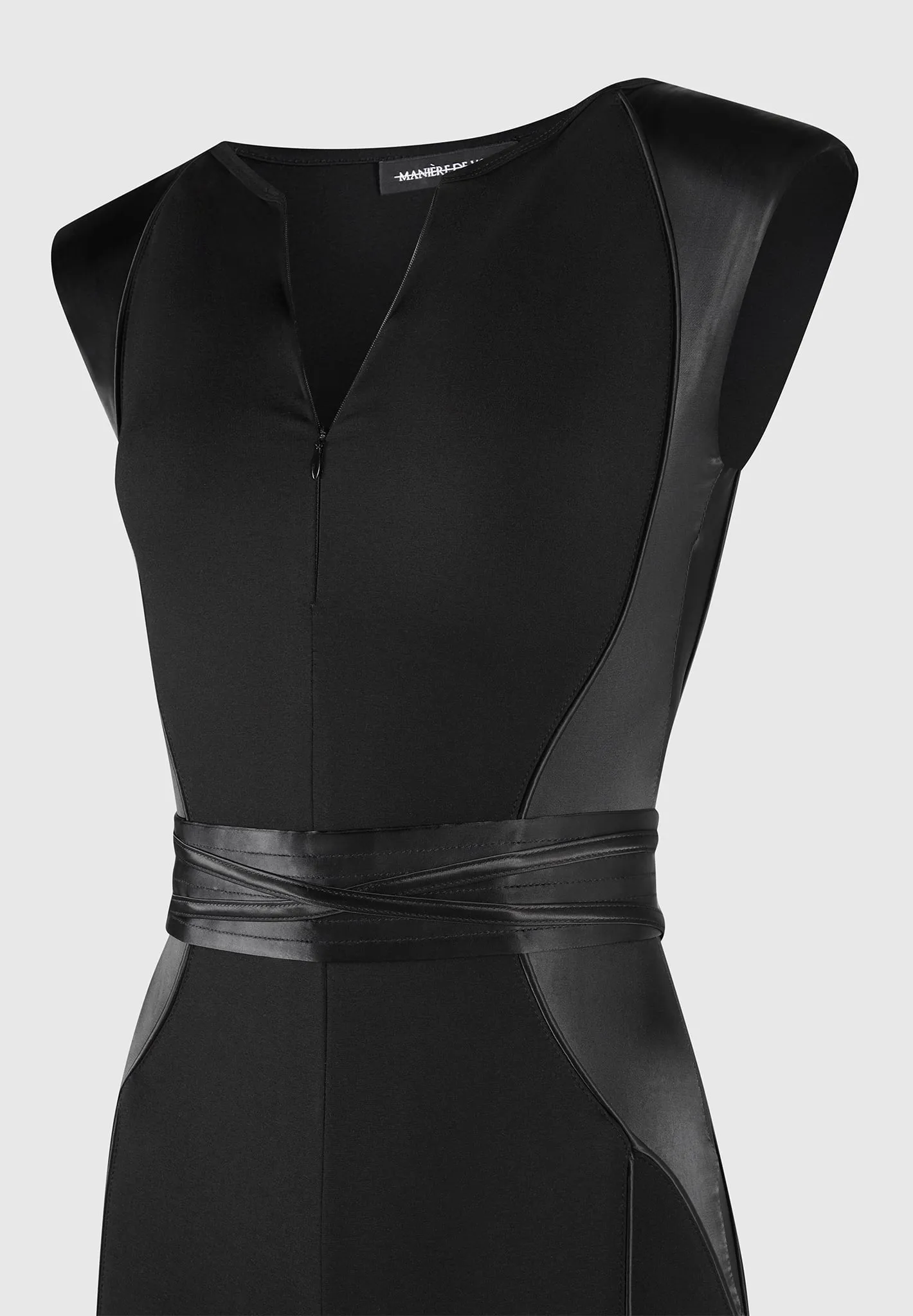 Satin Contour Flared Jumpsuit - Black