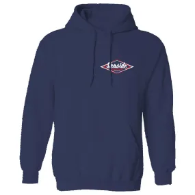 Seaside Surf Shop Mens Vintage Logo Hooded Pullover Sweatshirt - Navy