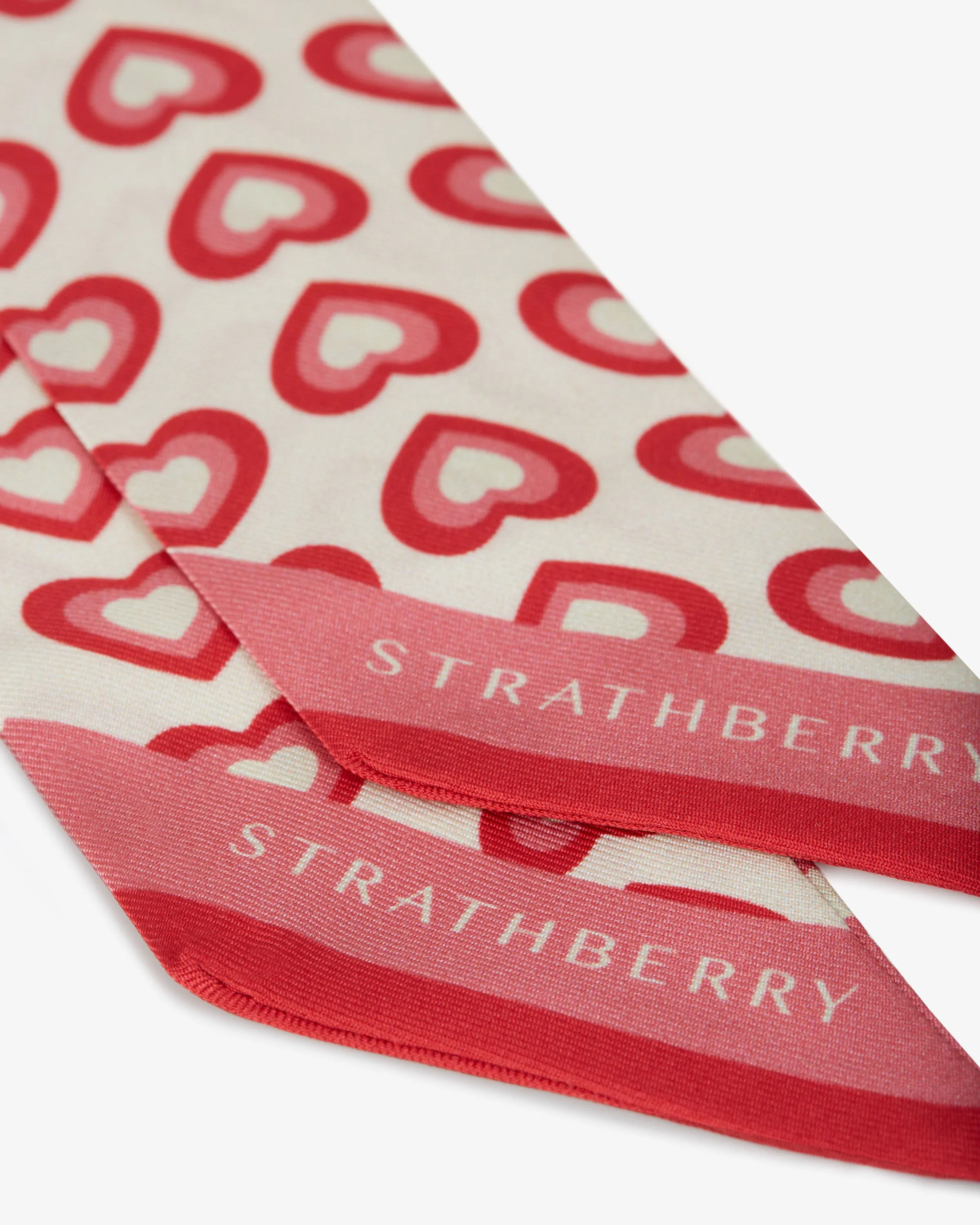 Silk Skinny Scarf - Valentine's Print Pink