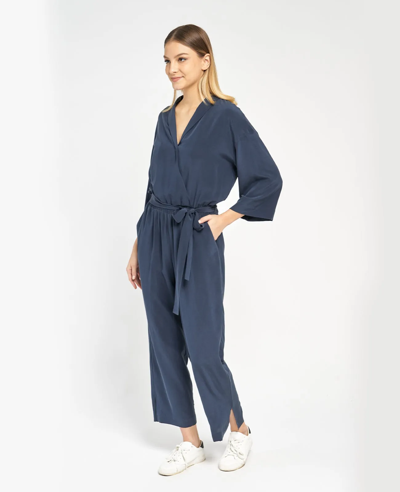 Silk Wrap Front Jumpsuit