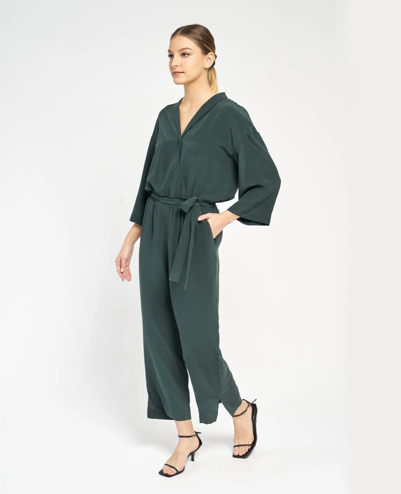 Silk Wrap Front Jumpsuit