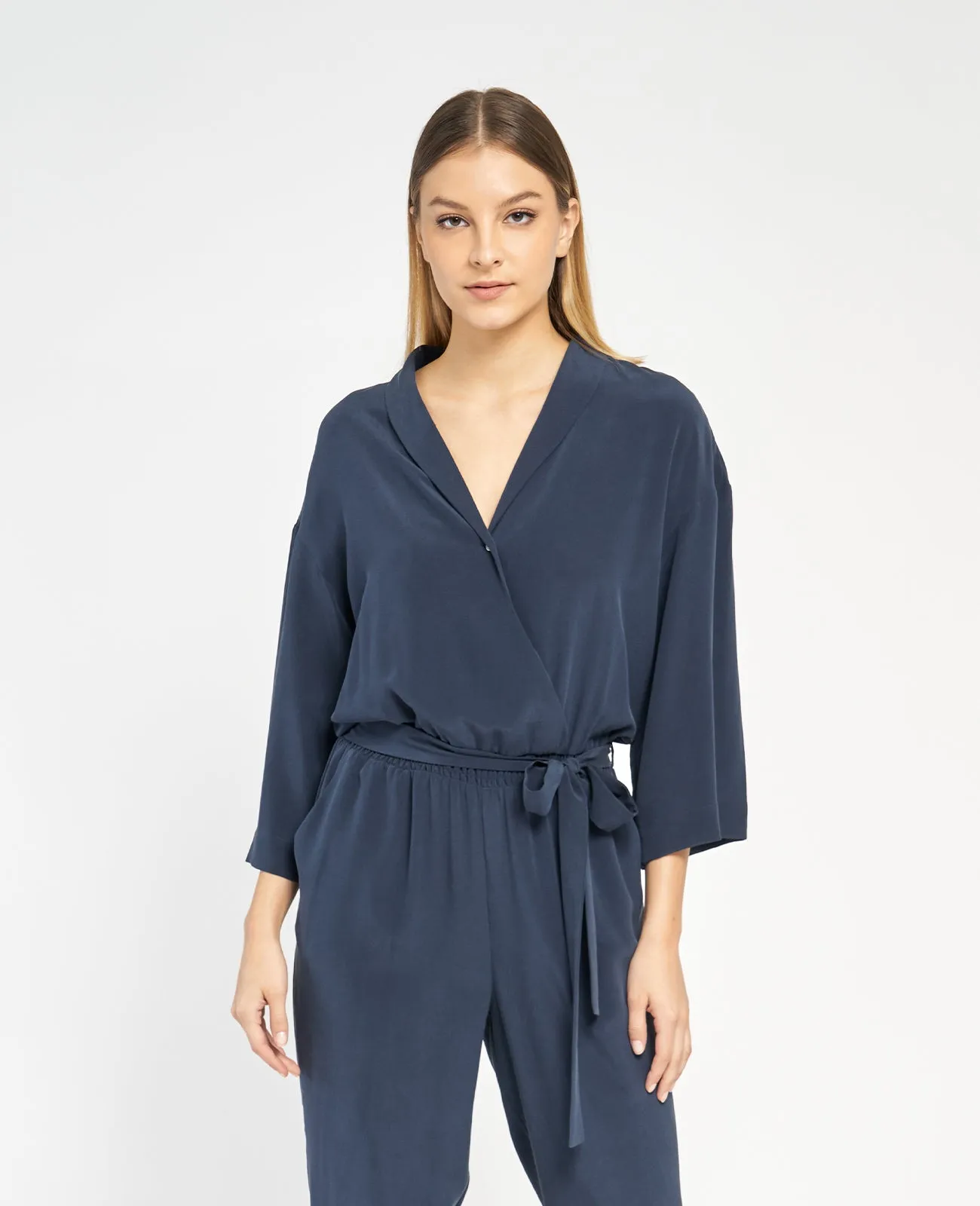 Silk Wrap Front Jumpsuit