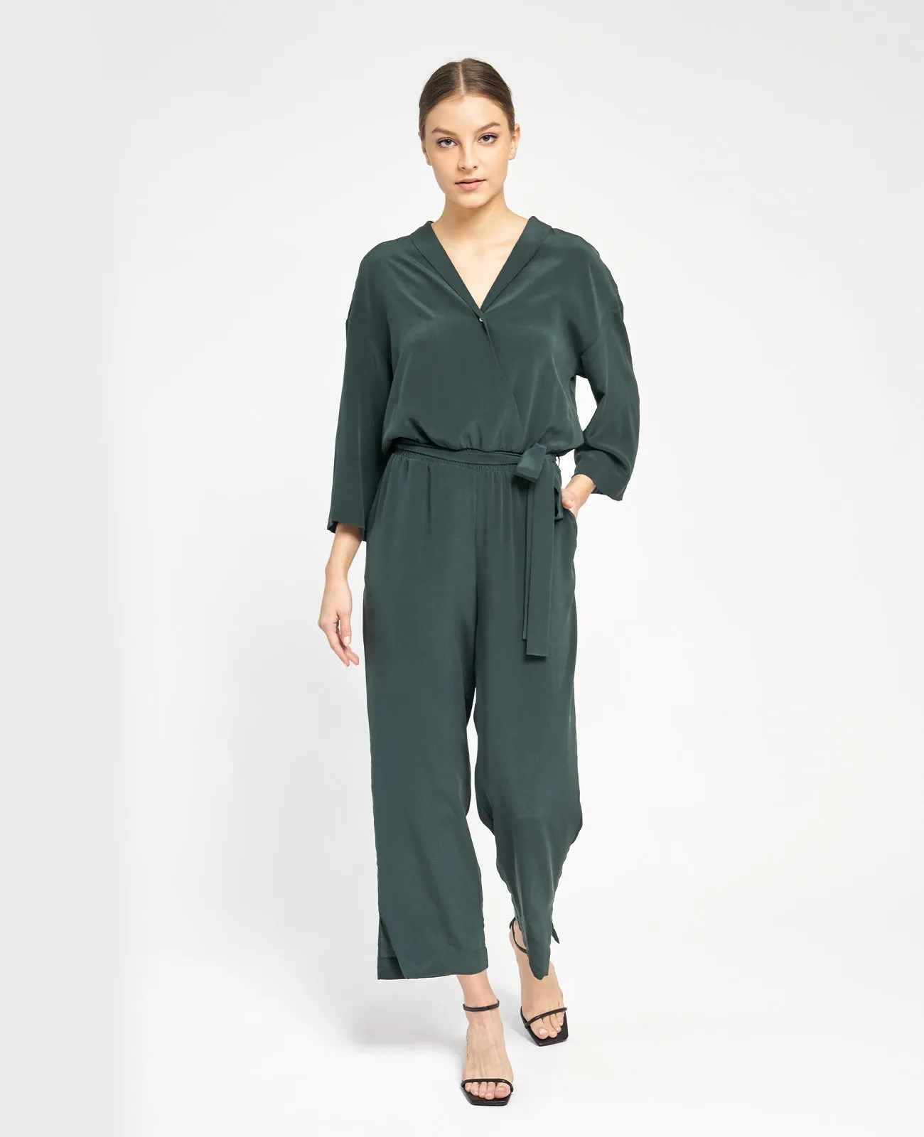 Silk Wrap Front Jumpsuit