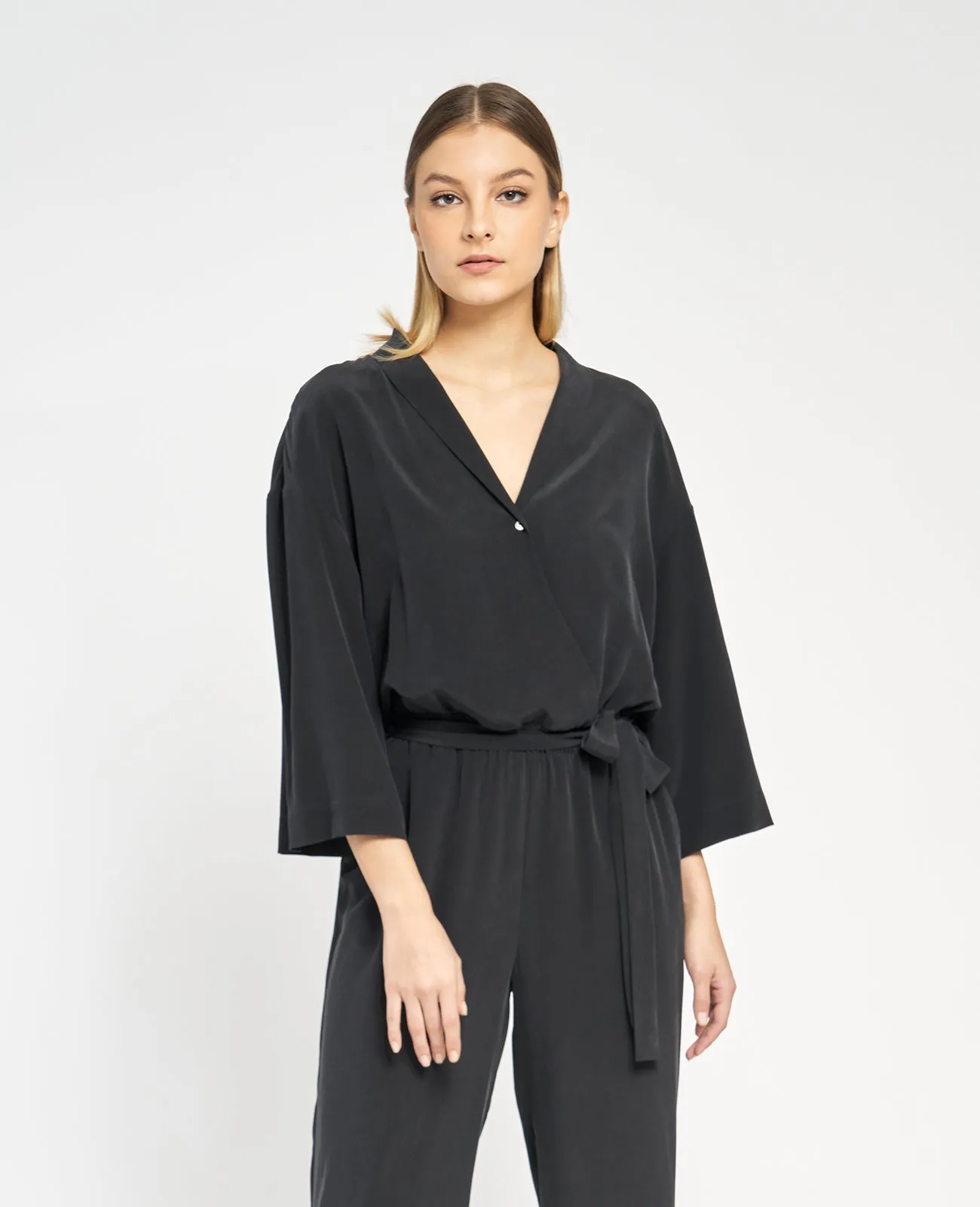 Silk Wrap Front Jumpsuit